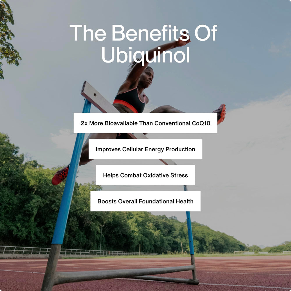 Momentous Ubiquinol bottle pour captures easy, consistent daily dosing.