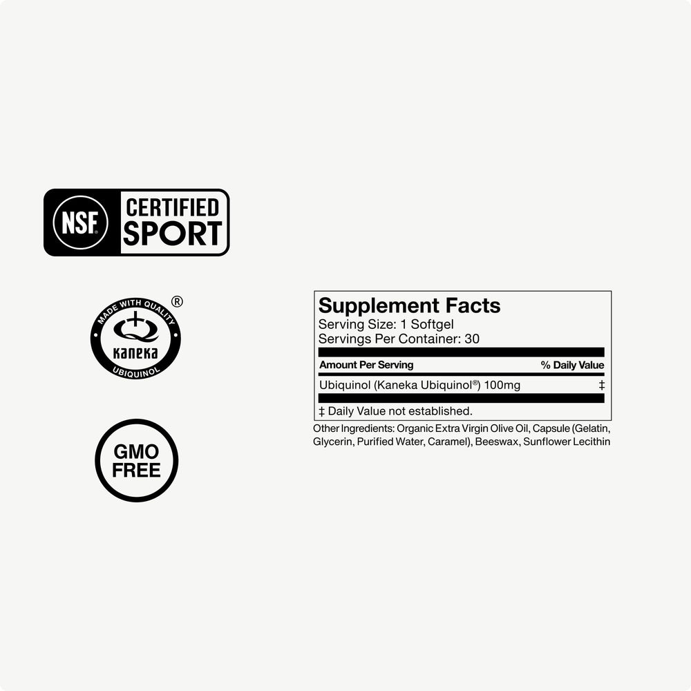 Momentous Ubiquinol sport logo signals athlete-grade quality and reliability.