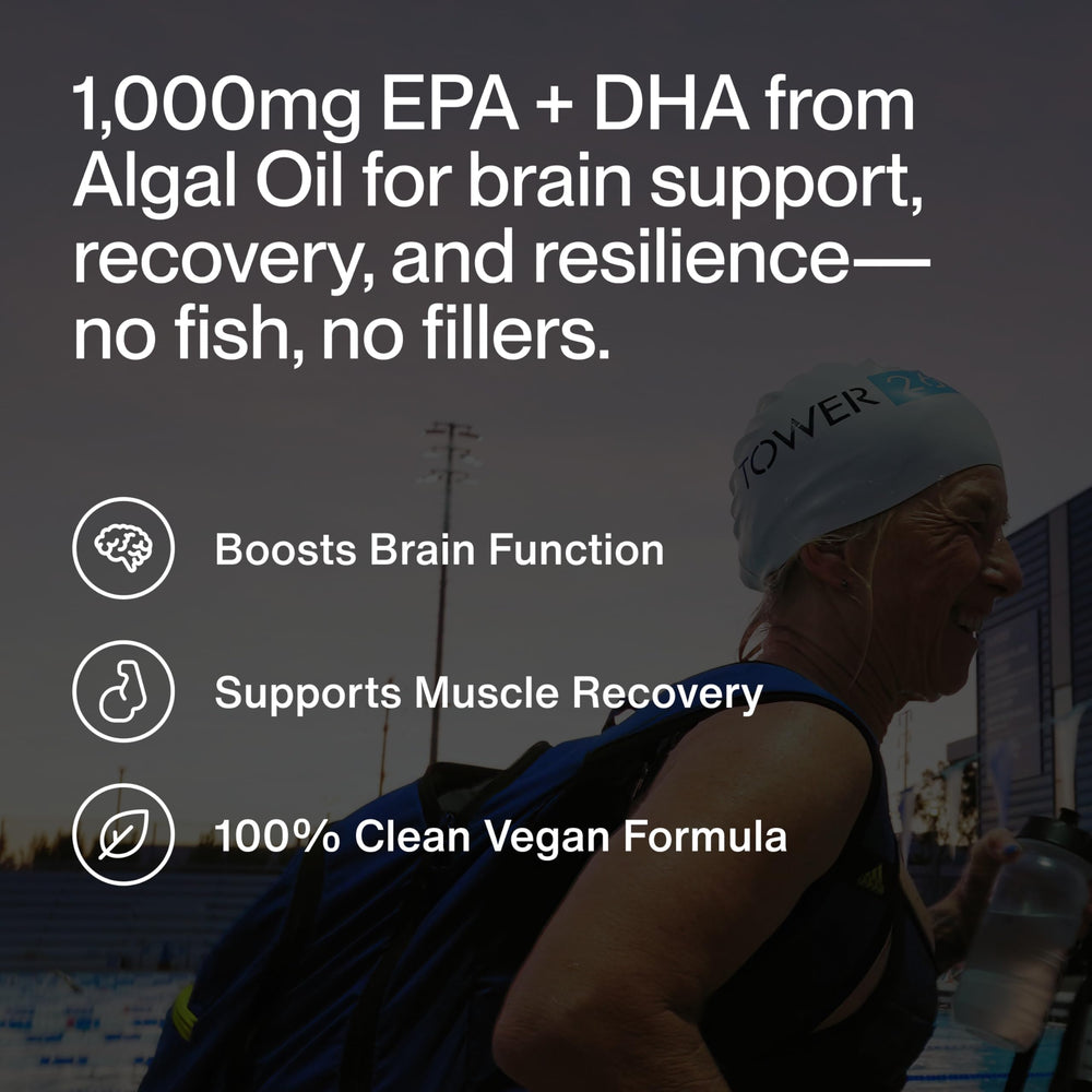 Momentous Vegan Omega-3 capsules closeup for EPA and DHA delivery.