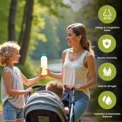 momilabs Morning Miracle dissolving into water demonstrates easy hydration-support for allergies