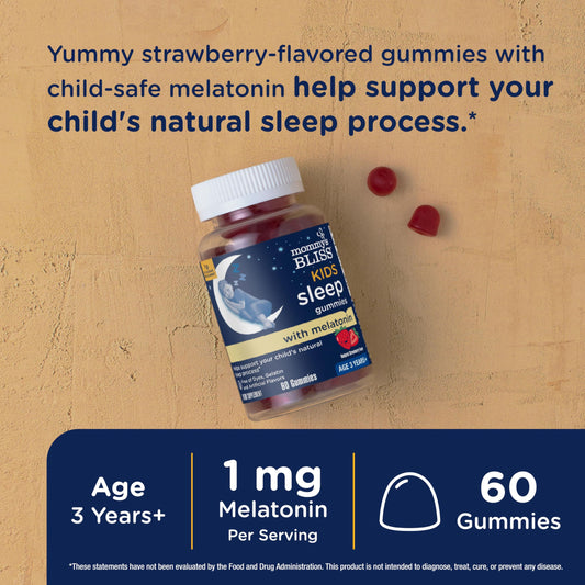 Close up of Mommy's Bliss Gummies strawberry flavor for restful nights