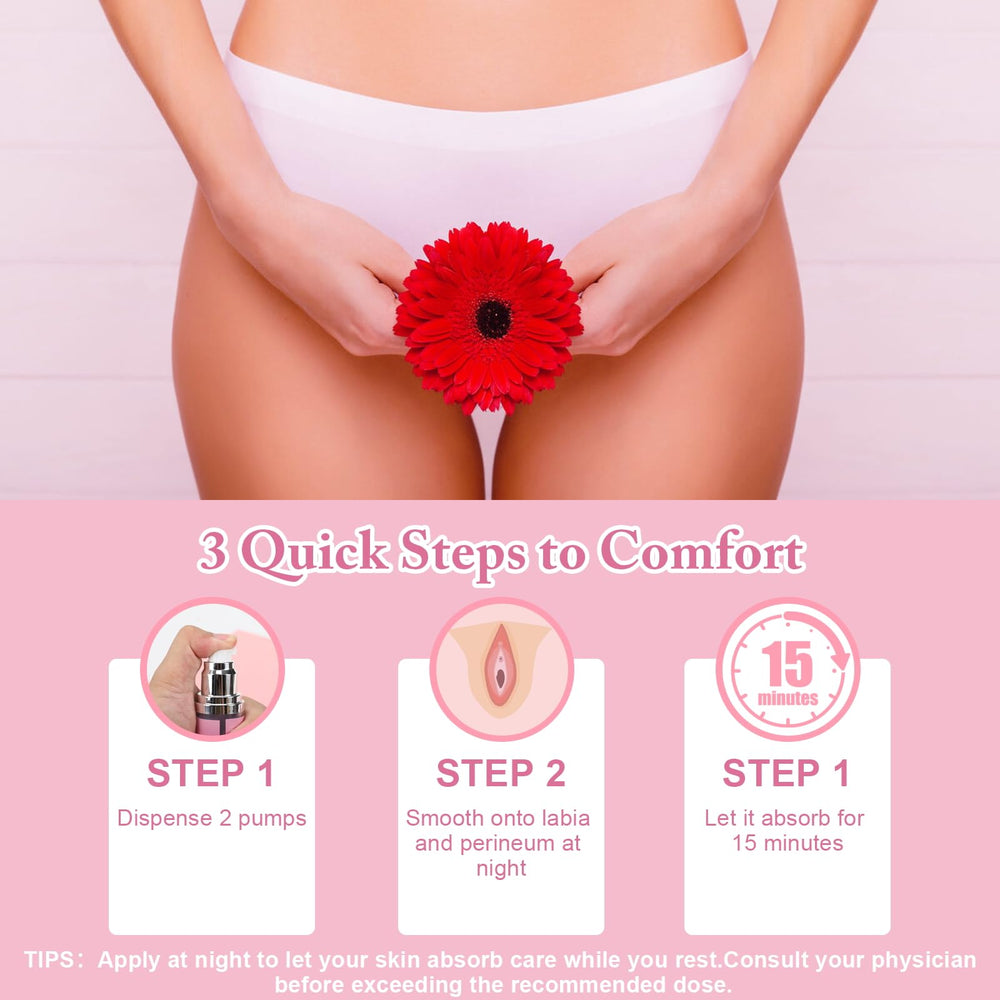 MoMogege estriol cream label on a 50ml bottle emphasizes fragrance-free formula.