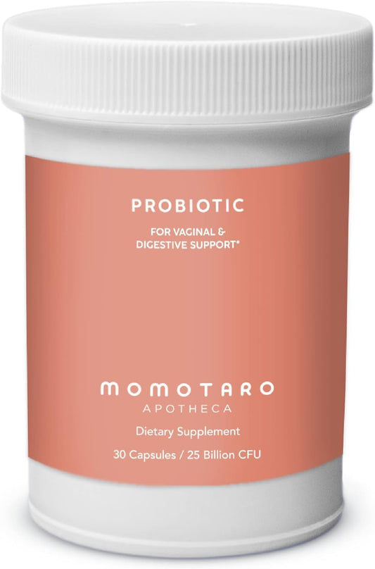 MOMOTARO APOTHECA organic probiotics for women bottle signals daily vaginal and digestive support