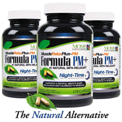 Moms For Nutrition All Natural Muscle Relax PM Plus boxed packaging highlights nightly support