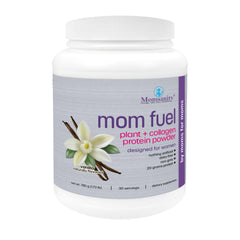 Momsanity dairy-free vanilla meal replacement canister for a creamy, convenient shake.