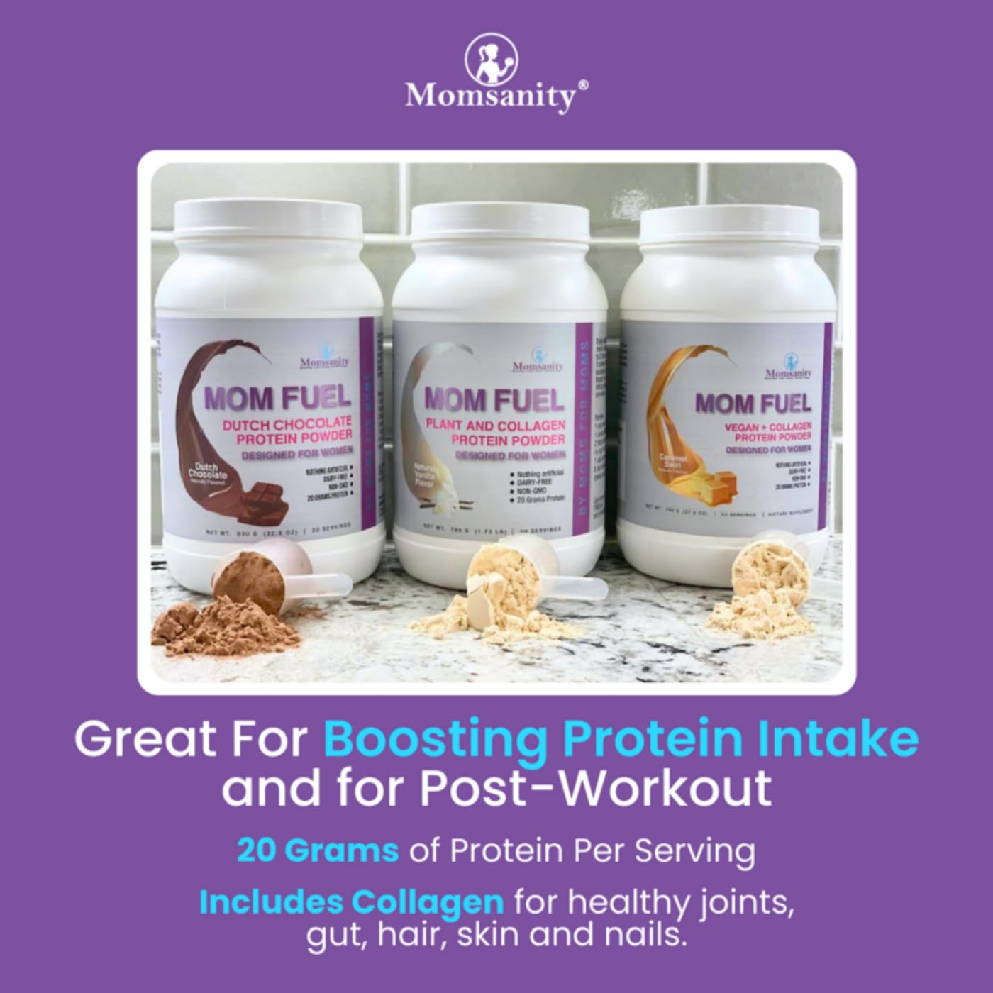 Momsanity after-workout shake for women powering recovery and daily energy.