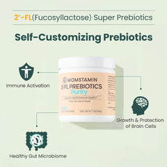 MOMSTAMIN 2'-FL HMO powder mixed in a glass for digestive health.