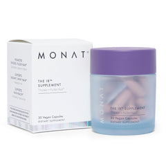 MONAT IR Hair Supplement bottle for daily use promoting longer, stronger-looking strands.