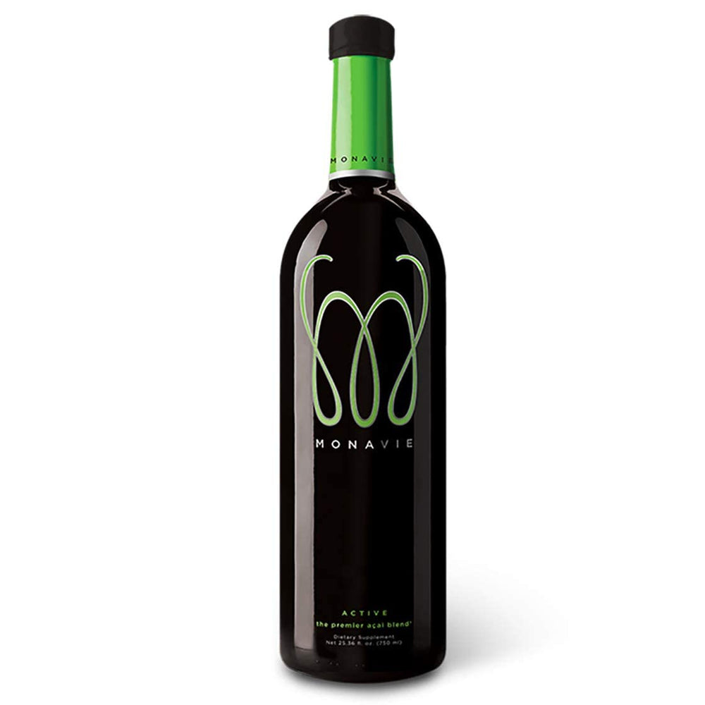 Monavie Active pour into a glass highlights easy daily intake and refreshing taste.