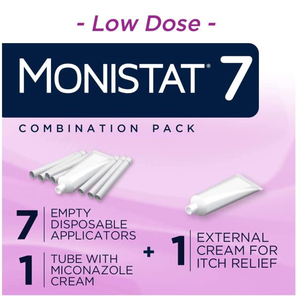 Monistat 7-Day Cream Tube close-up emphasizing external itch relief cream.