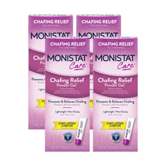 Monistat Chafing Relief Powder Gel tubes ready for quick application against chafing