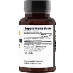 MONOHERB Artemisinin capsules close-up showing transparent veggie capsules for easy swallowing.