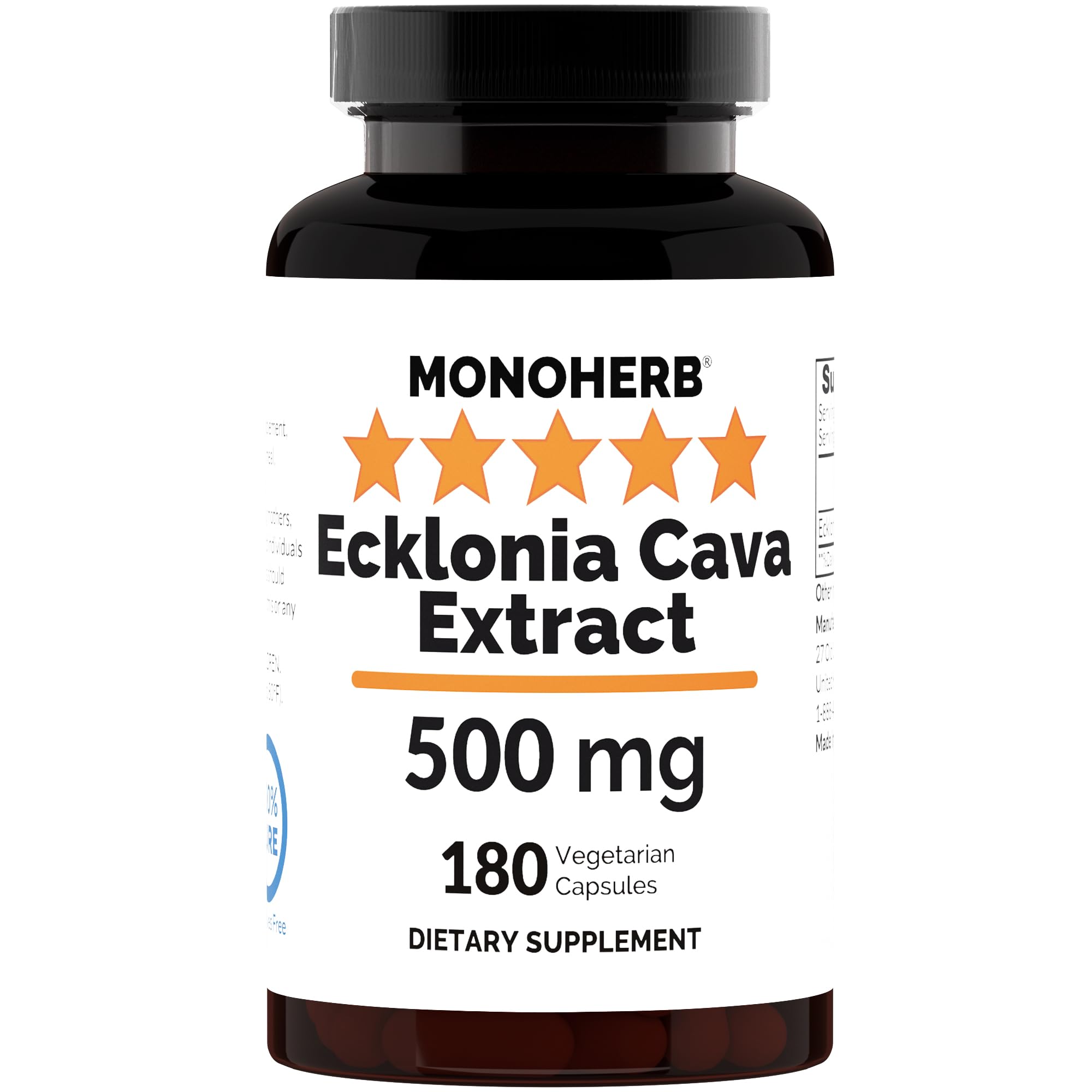 MONOHERB Ecklonia Cava Extract bottle with clear capsules for daily use.