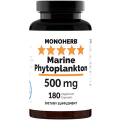 MONOHERB Marine Phytoplankton bottle with 500 mg strength for daily wellness support.