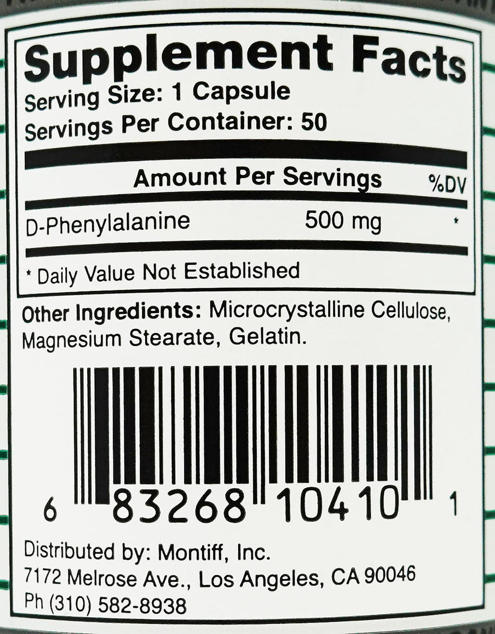 Montiff Pure D-Phenyl Relief packaging label highlights the product details.