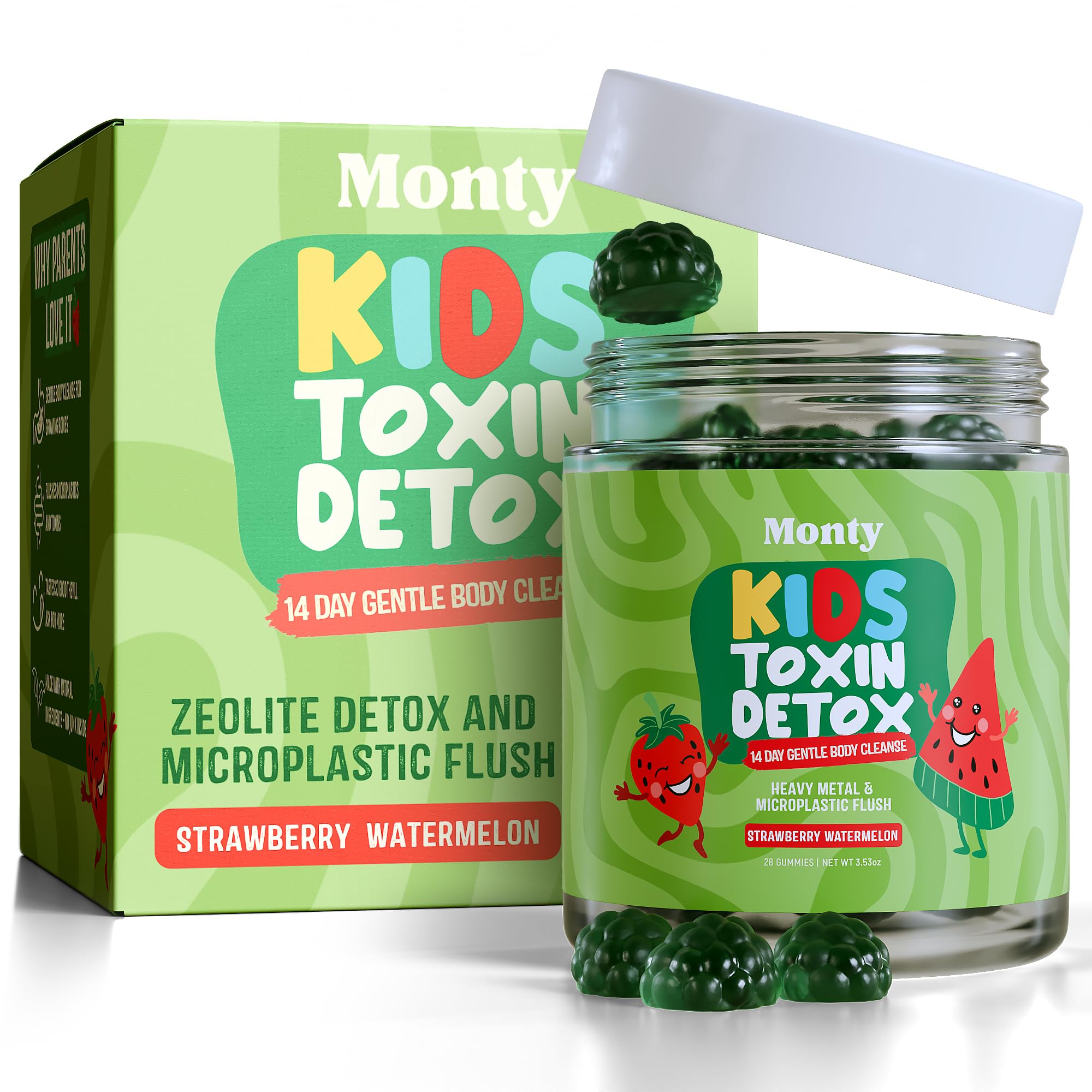 Monty Supplements Zeolite Detox Kids bottle with gummies for easy daily use