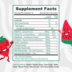 Close-up of Monty Zeolite Detox kids gummies in strawberry watermelon flavor