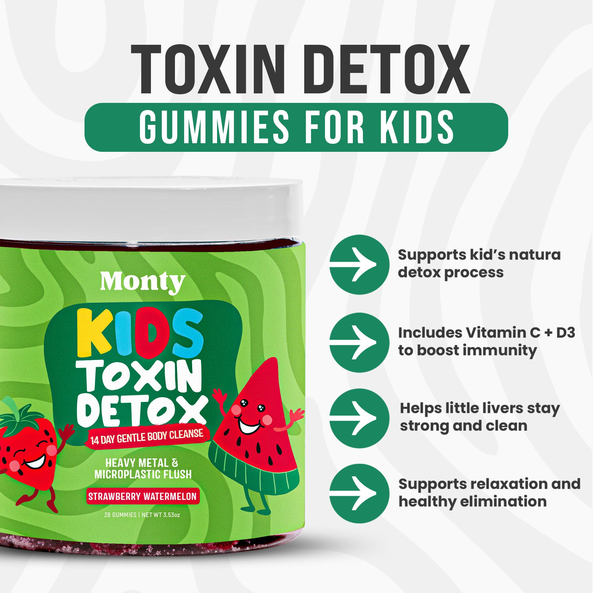 Monty Zeolite Detox pack shown on kitchen counter for easy routine
