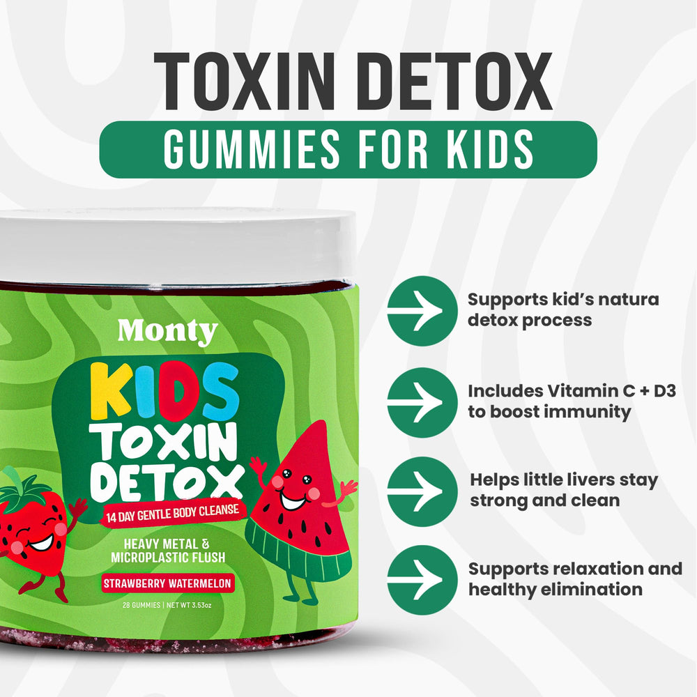 Monty Zeolite Detox pack shown on kitchen counter for easy routine