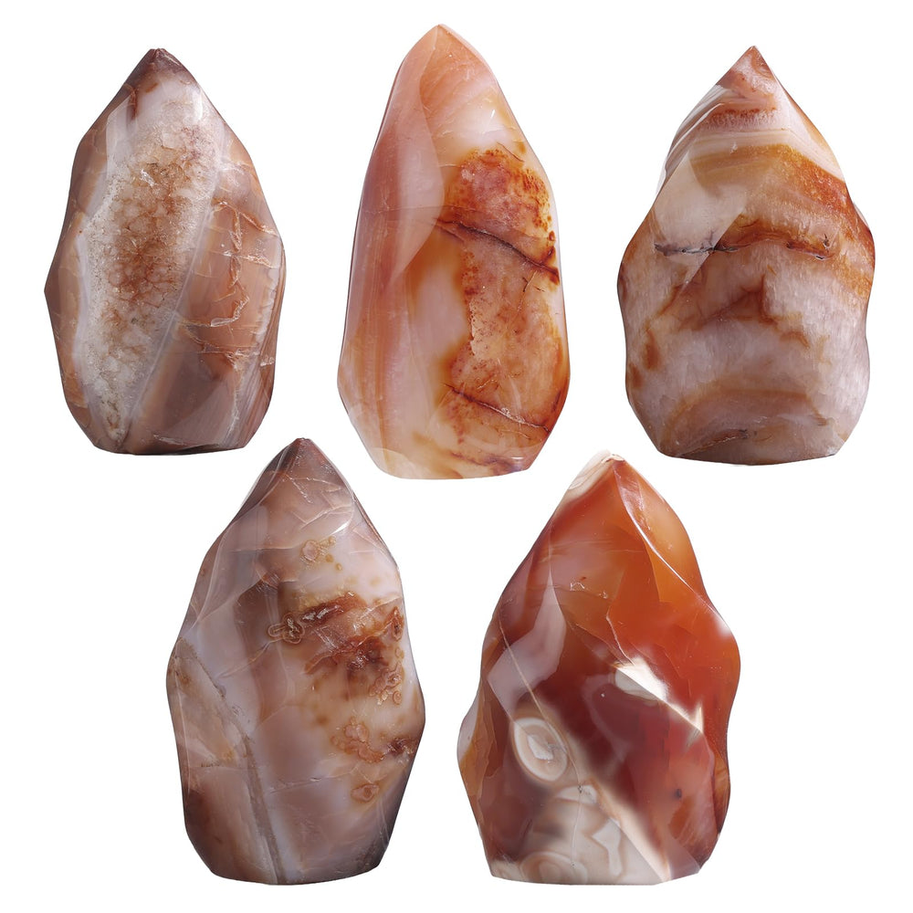 Mookaitedecor Carnelian Flame Tower stable base ensures steady tabletop display
