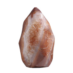 Mookaitedecor Carnelian Flame Tower front view shows flame silhouette for meditation spaces