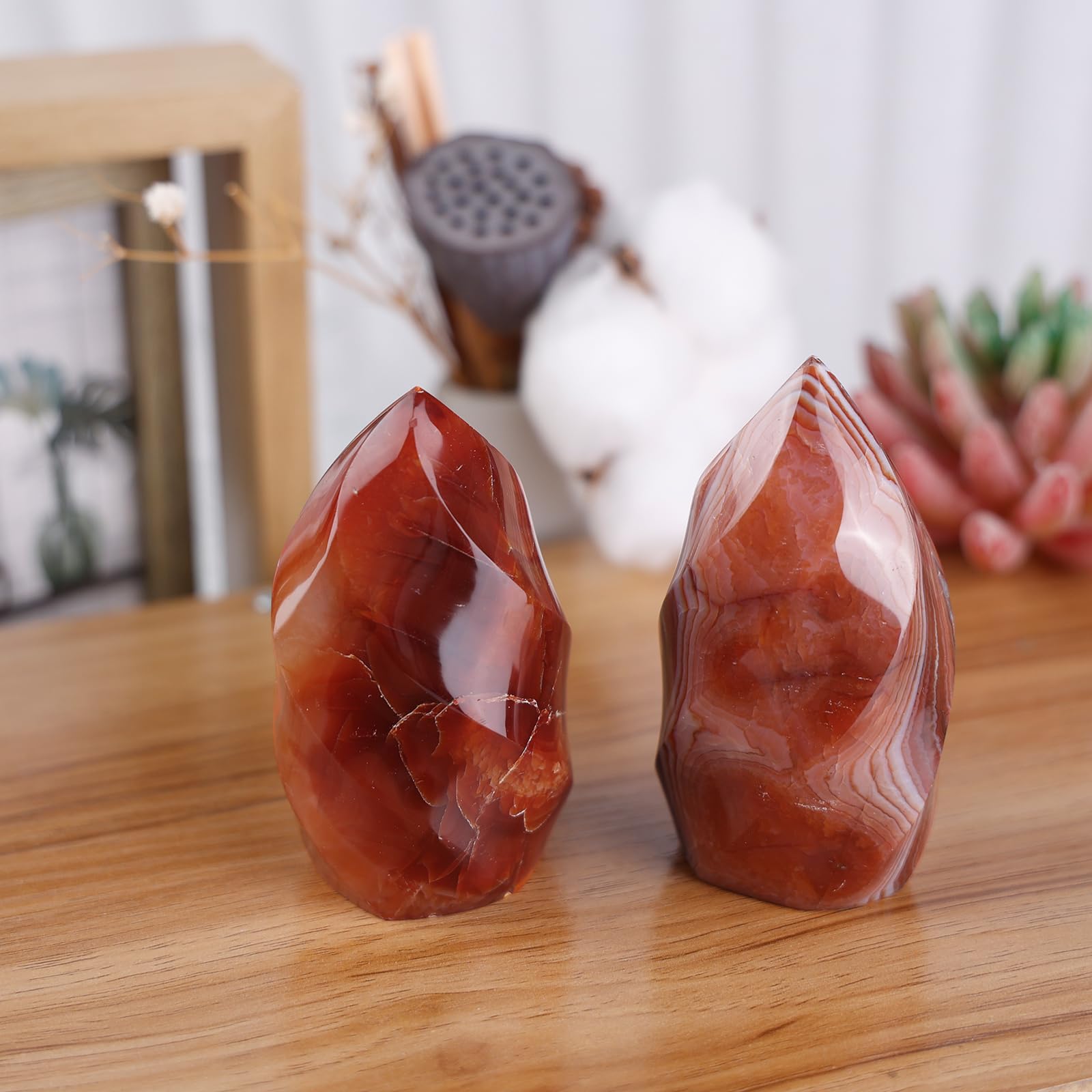Mookaitedecor Carnelian Flame Tower Profile emphasizes handcrafted artistry and natural veining