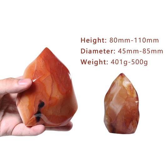 Mookaitedecor Carnelian Flame Tower side view highlights dynamic sculpture for decor