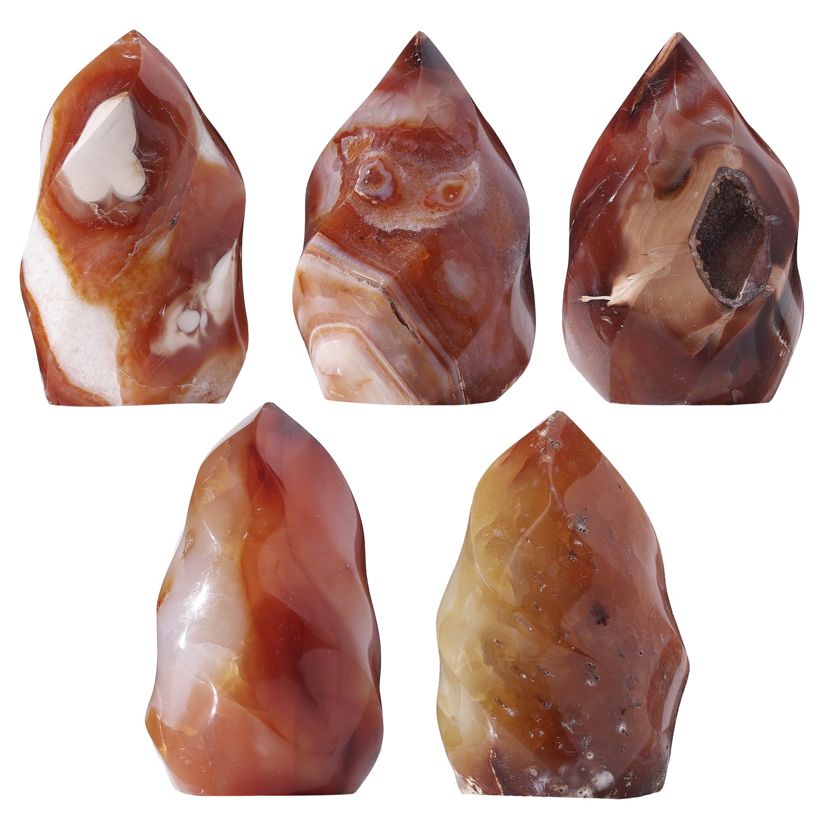 Mookaitedecor Carnelian Flame Tower on table demonstrates chic home decor