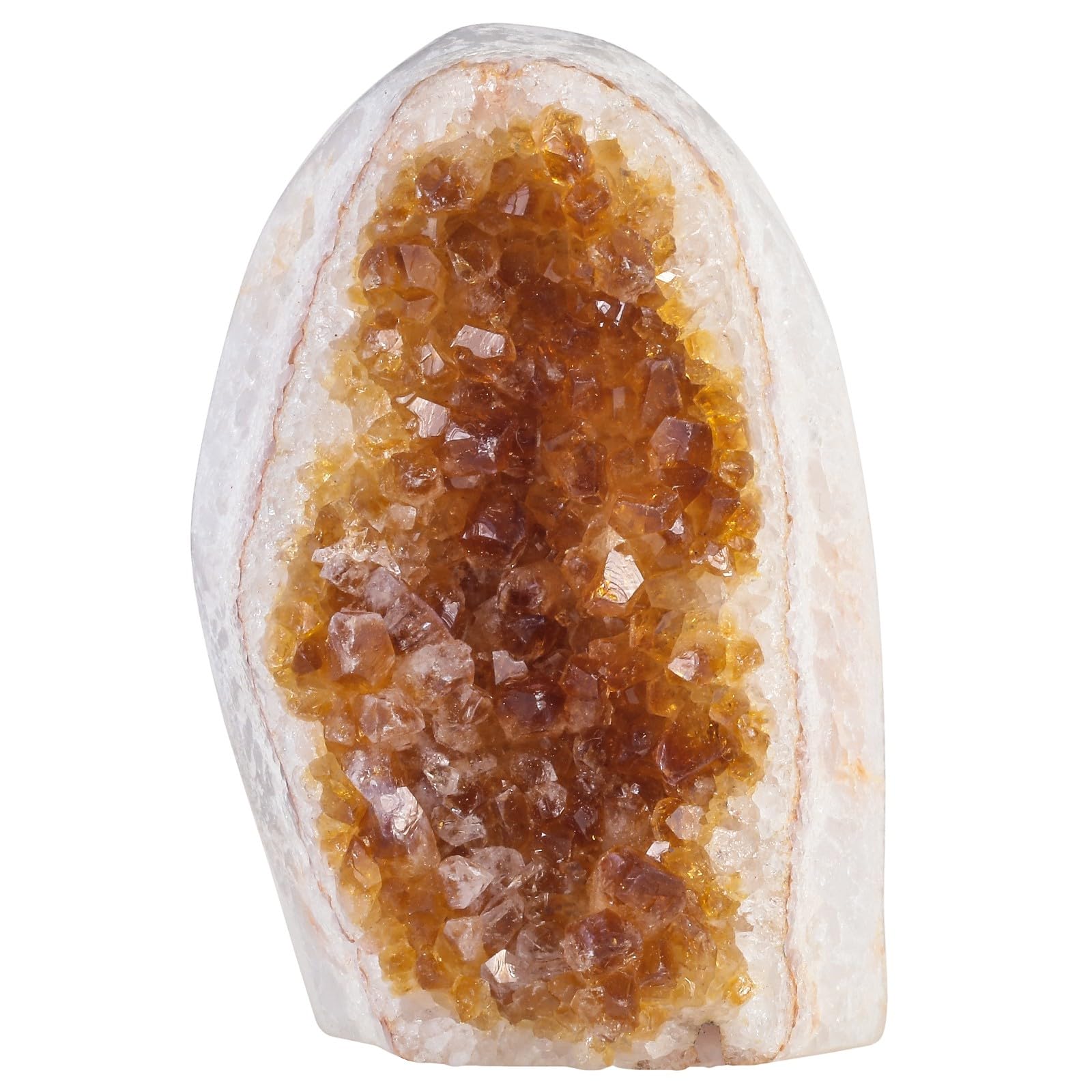 Mookaitedecor citrine crystal cluster geode with vibrant yellow display for home decor