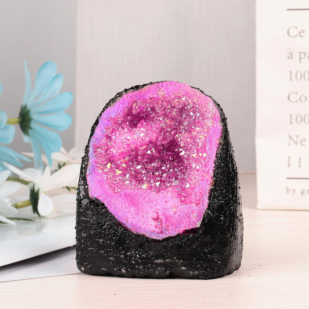 mookaitedecor glittering druzy interior adds visual charm to shelves or desks.