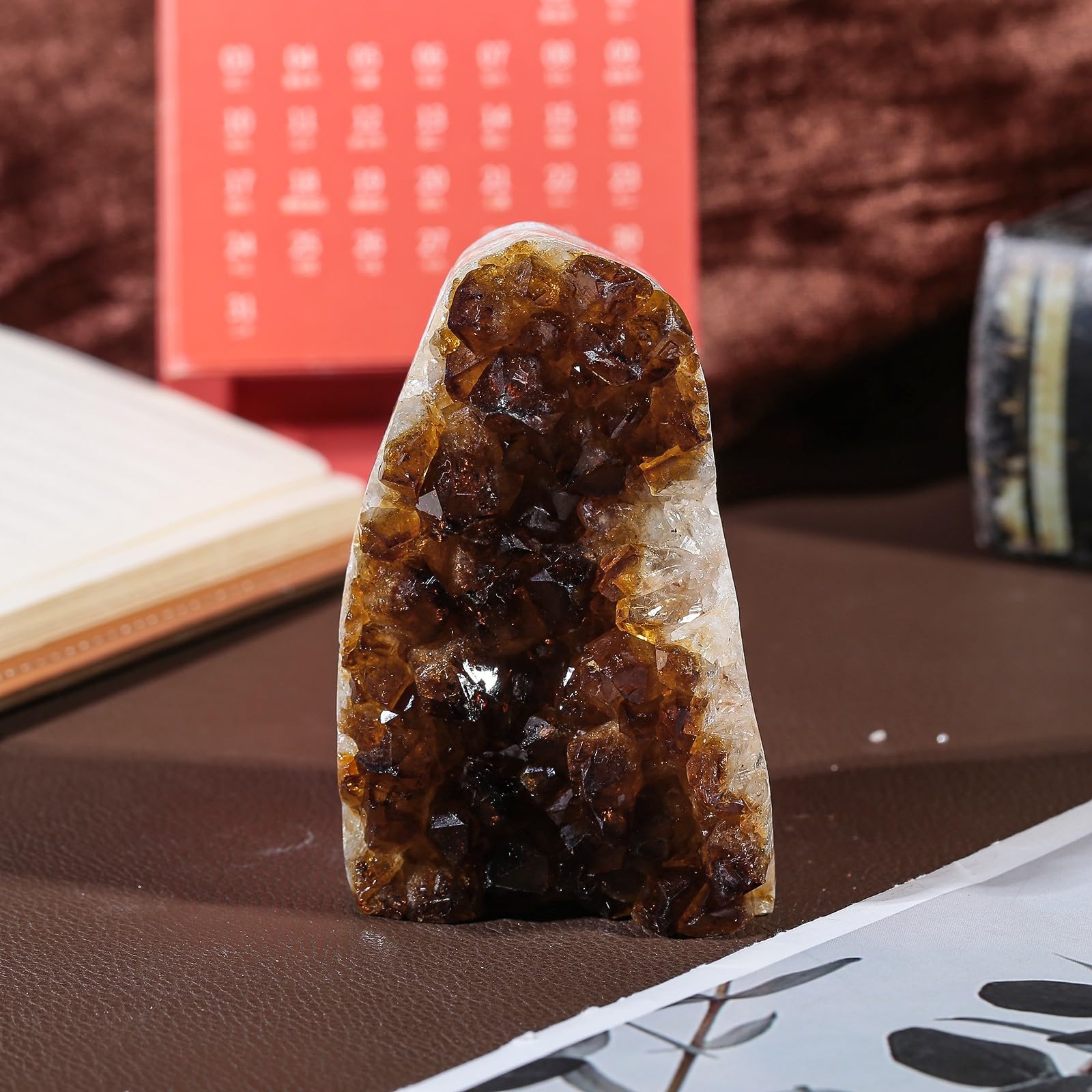 Mookaitedecor natural citrine geode pattern showcasing unique mineral detail