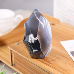 mookaitedecor orca agate flame tower enhances room ambience during yoga