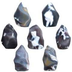 Mookaitedecor orca agate flame tower shows natural veining for unique decor