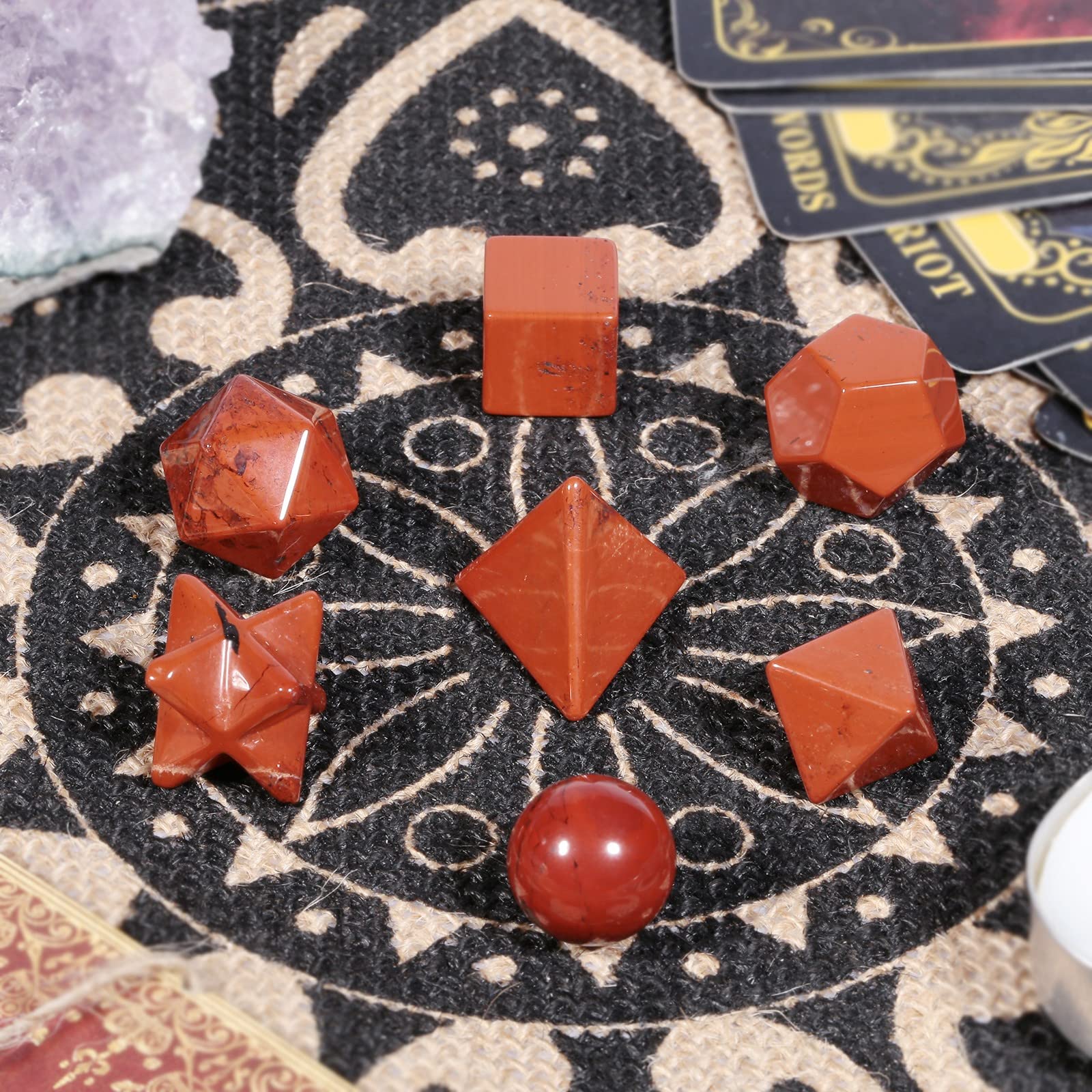 Mookaitedecor red jasper icosahedron promotes spacious contemplation and creative insight