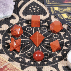 Mookaitedecor red jasper icosahedron promotes spacious contemplation and creative insight