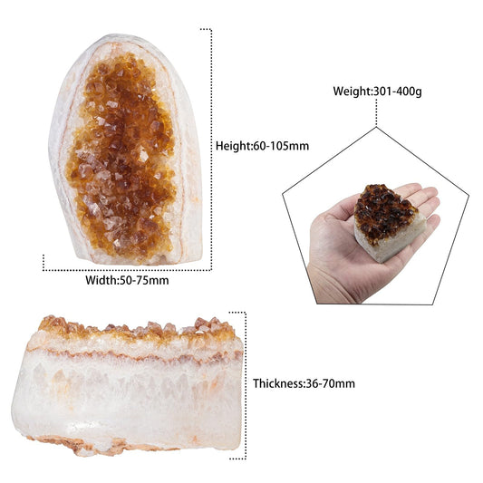 Mookaitedecor self-standing citrine geode sitting upright on a table for elegant display