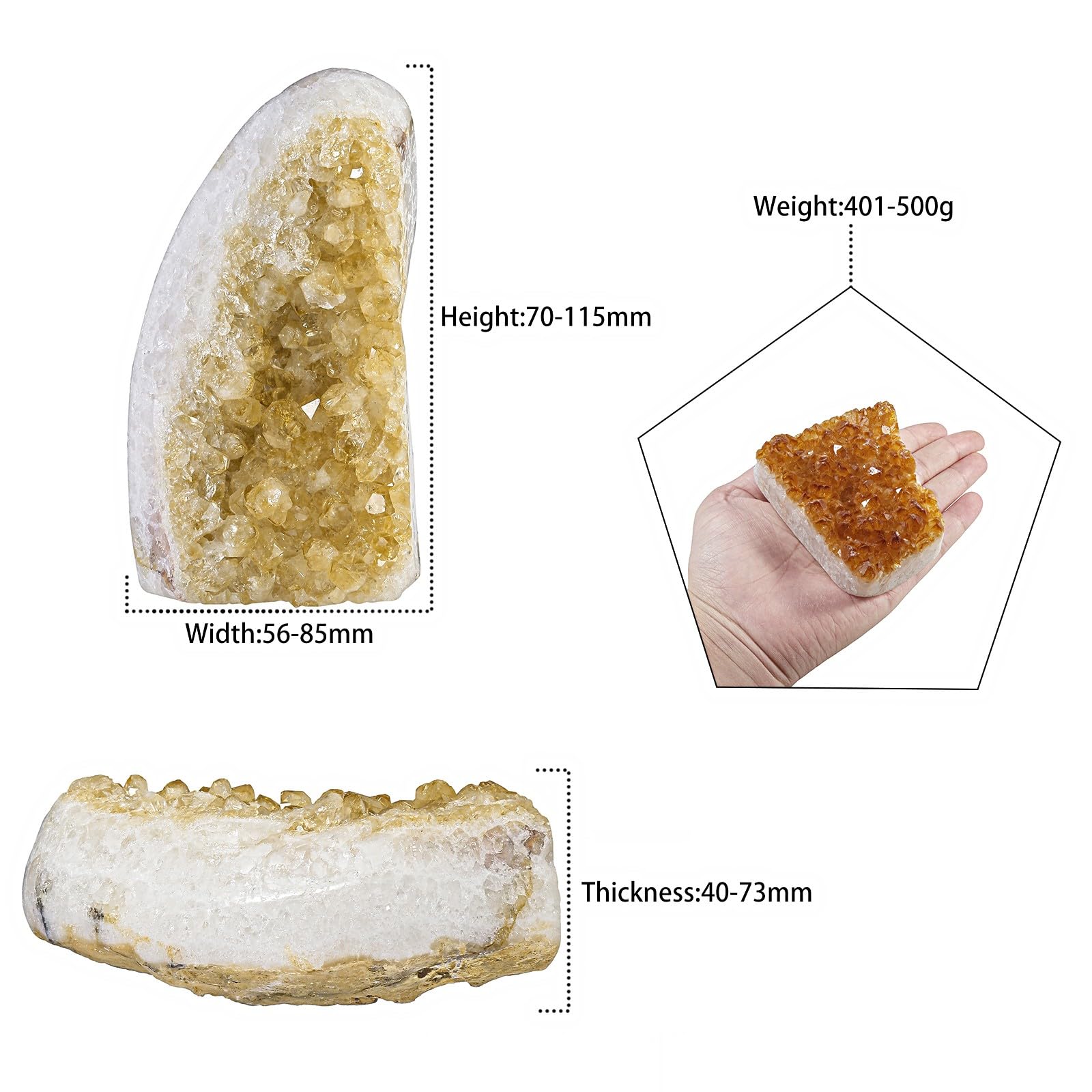 Mookaitedecor yellow quartz citrine geode interior crystals catching light for decor.