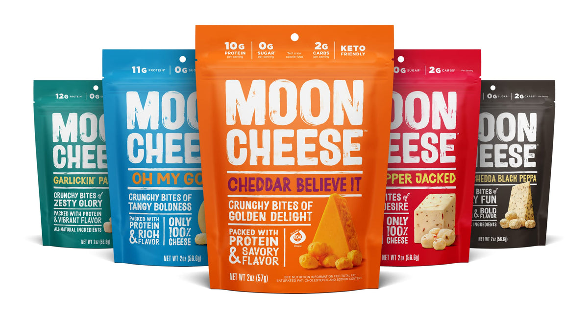Moon Cheese Bites Bundle cheddar white cheddar parm gouda pepper jacked bites high protein snack