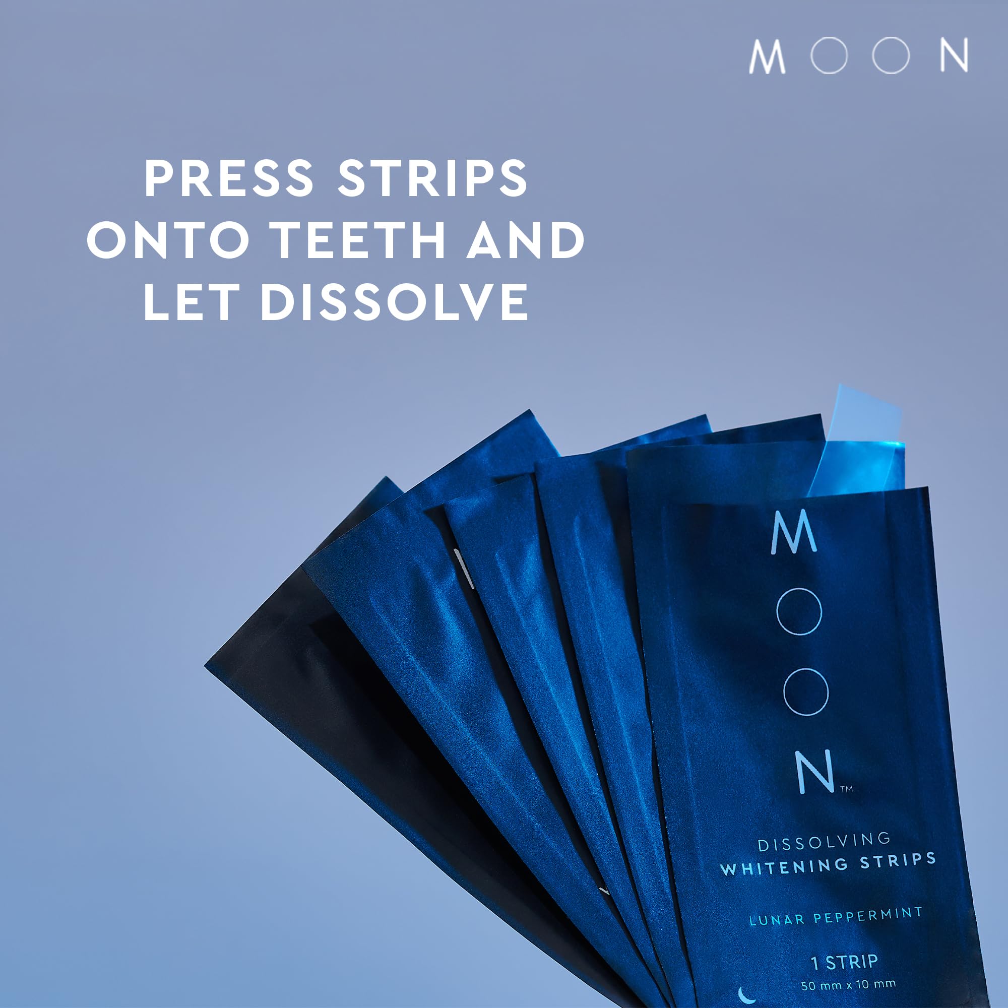 MOON peppermint flavor strip delivering fresh breath during use.