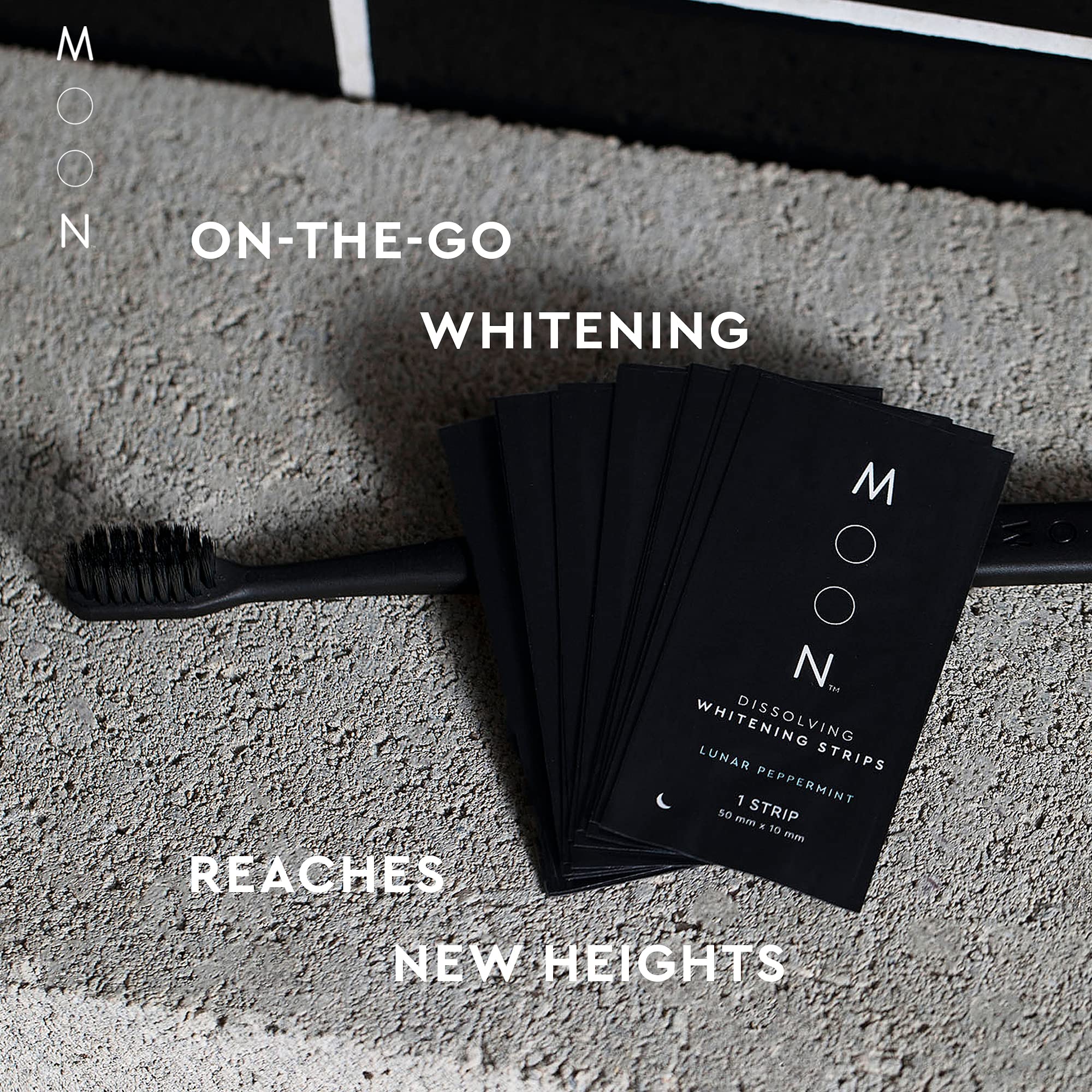MOON strip safe for sensitive teeth, contours to each tooth.