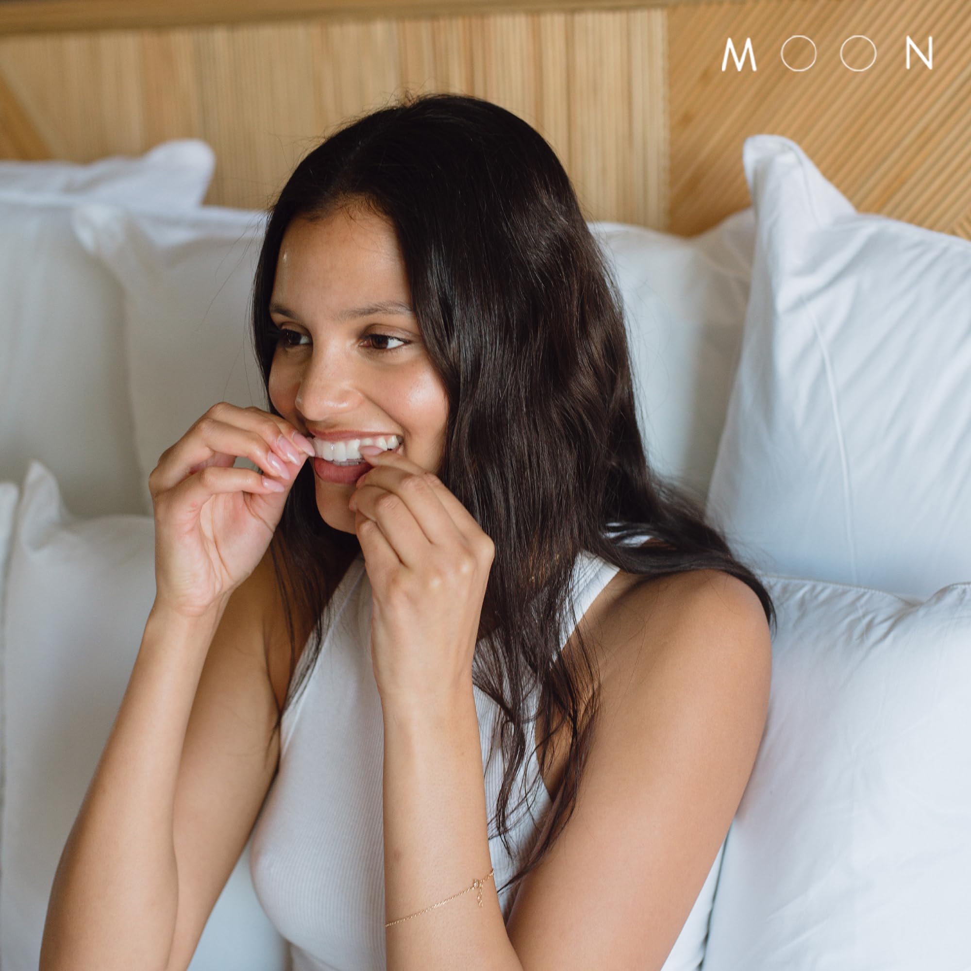 MOON vegan-friendly formula with essential oils for a clean smile.