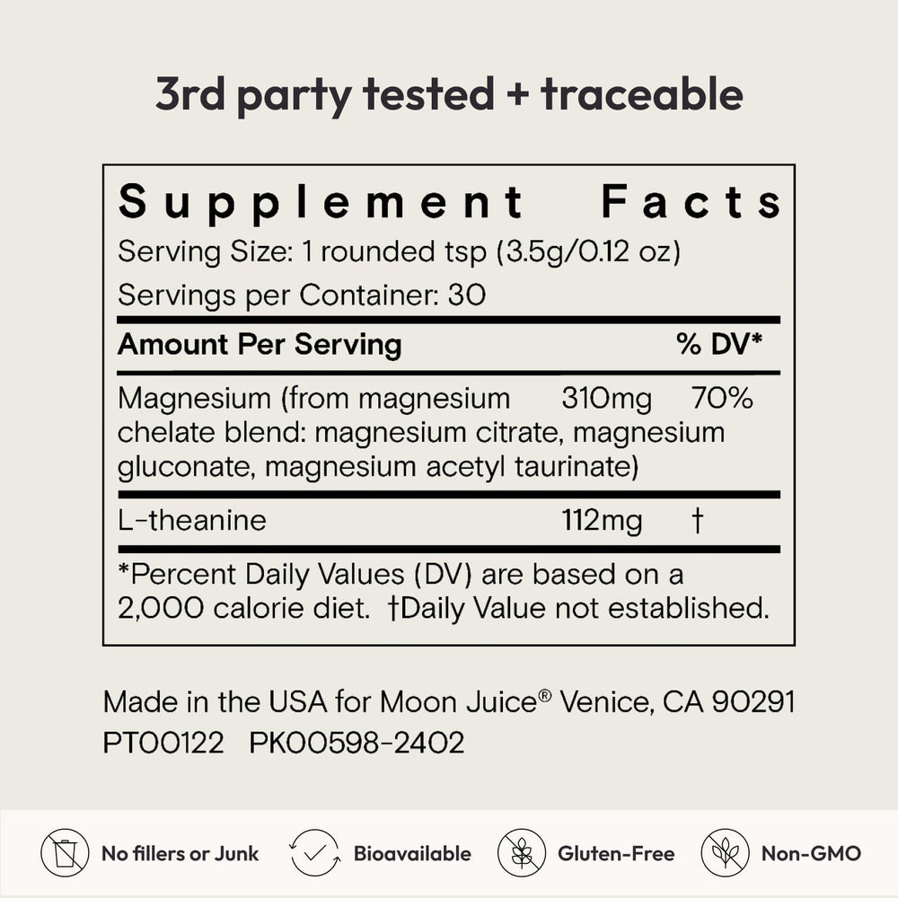 Moon Juice Magnesi-Om ingredients blend close-up emphasizing bioavailability