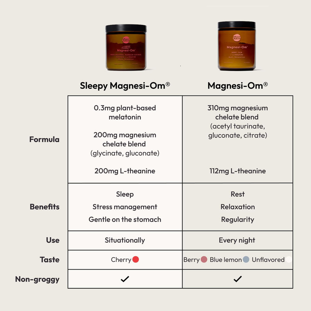 Moon Juice Sleepy Magnesi-Om branding emphasizes natural, plant-based sleep support