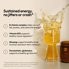 Moon Juice Ting label closeup highlights B vitamins and mango flavor.