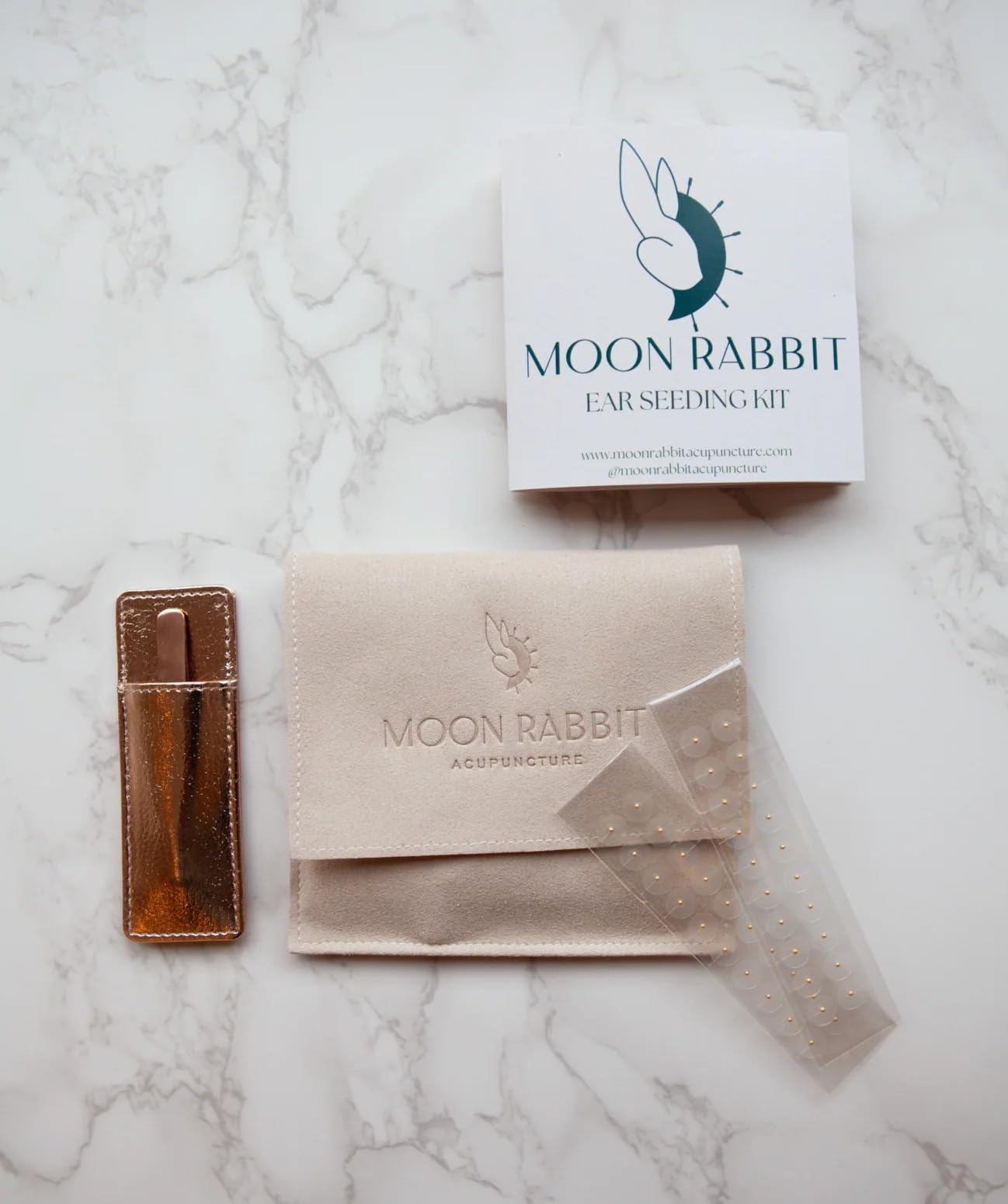 Moon Rabbit Ear Seeds Kit Gold seeds for on-the-go wellness and focus.