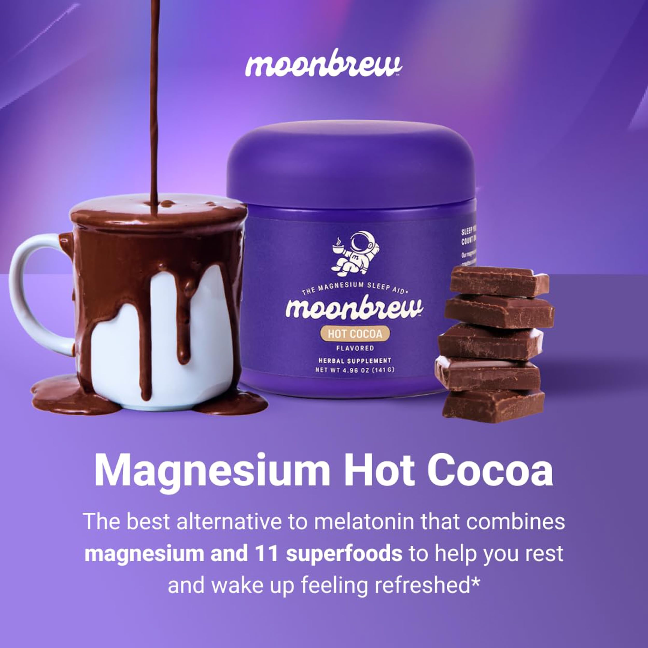 MoonBrew Hot Cocoa Mug Pour shows a ready to sip, cozy evening.