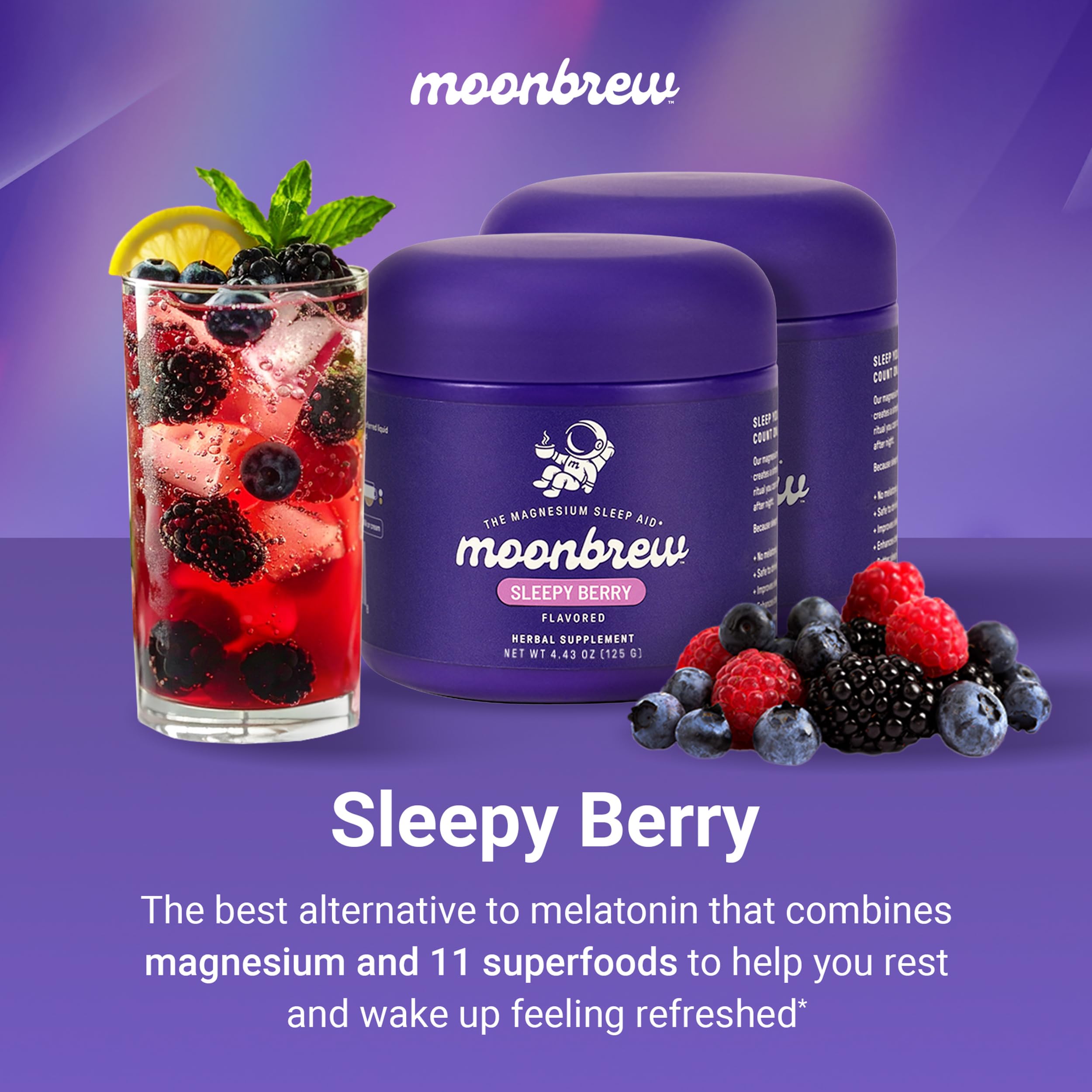 MoonBrew Sleepy Berry jar opening ready to mix before bed.