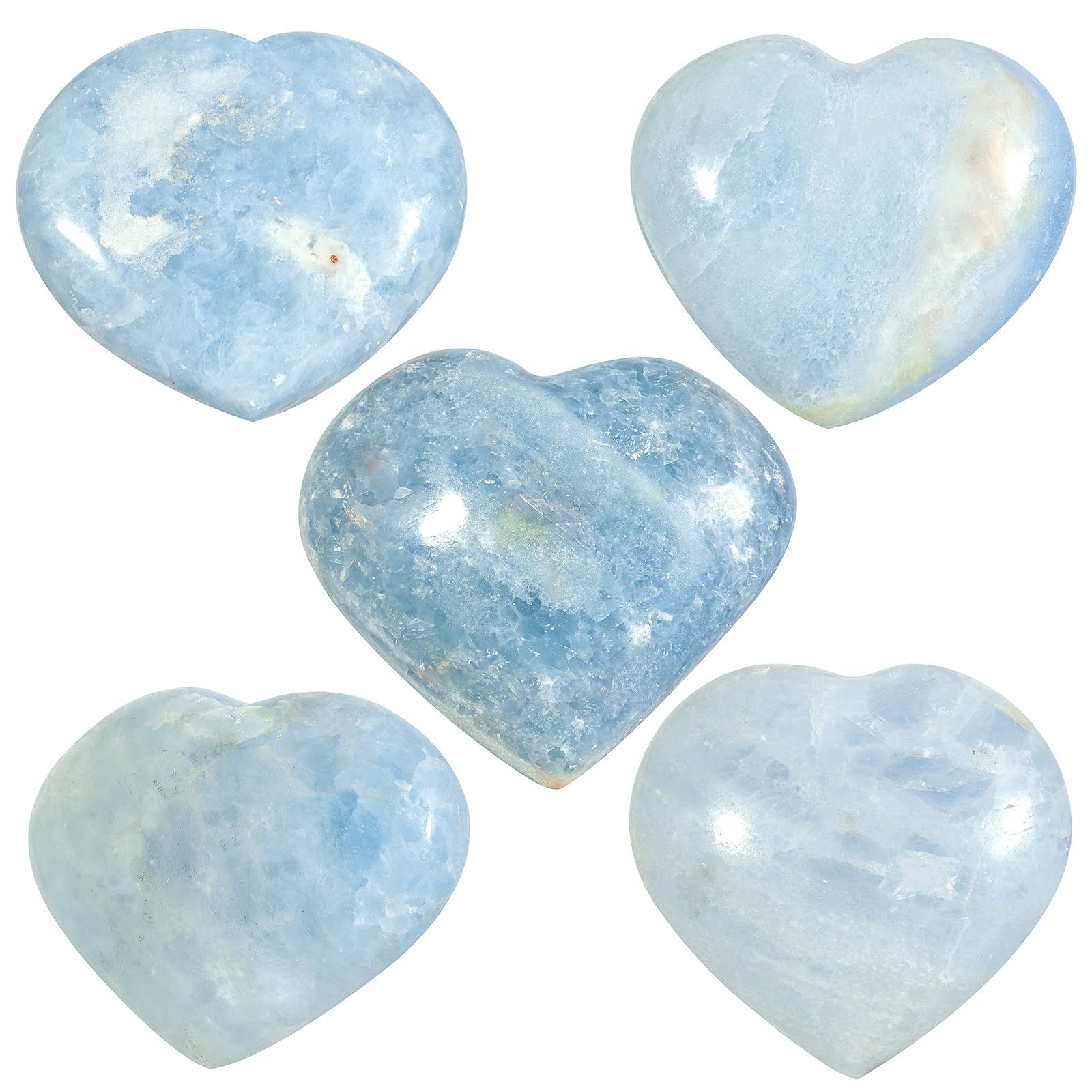 Moonsix blue Celestite heart desk decor brightens workspace and mood.