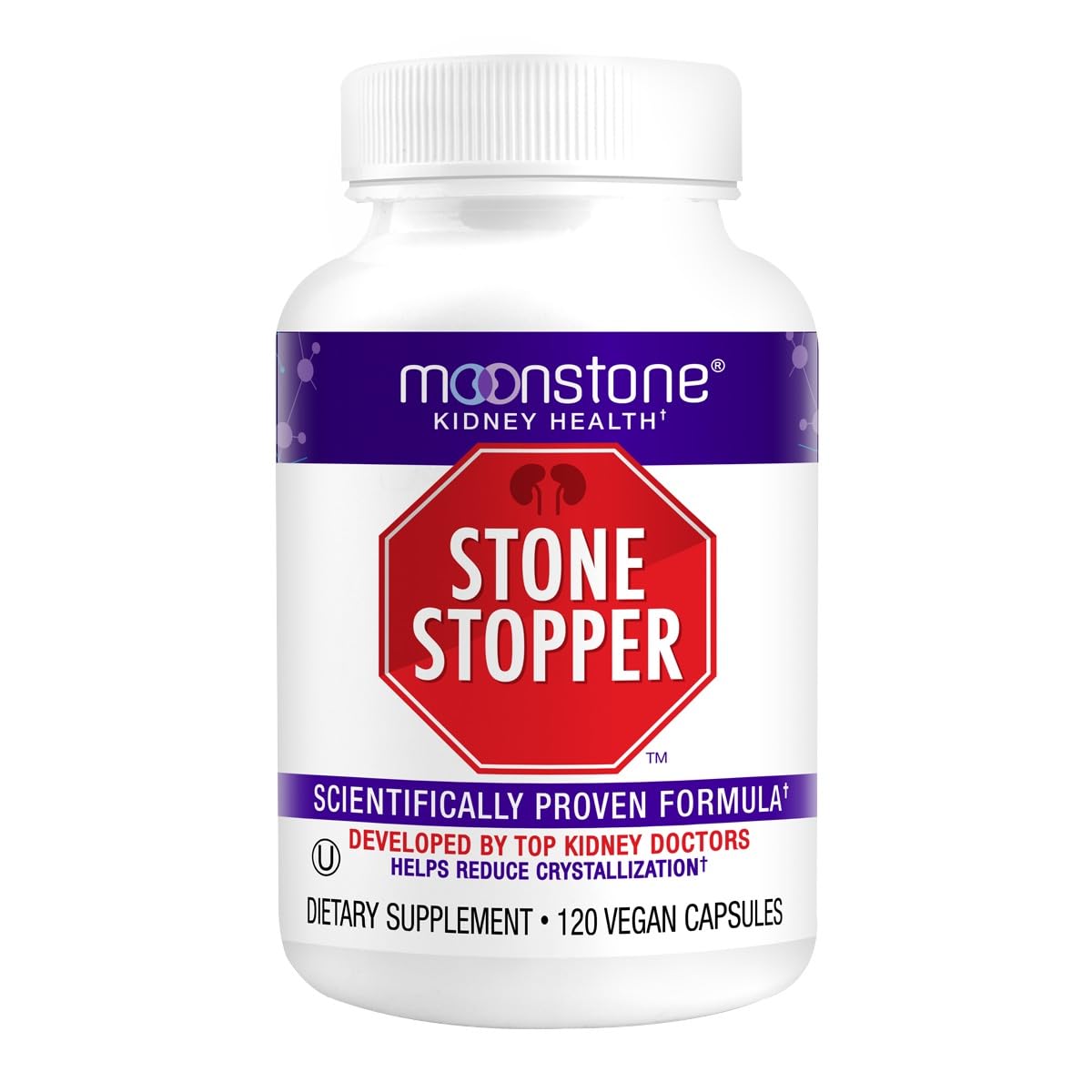 Moonstone Stone Stopper capsules bottle with packaging for kidney health