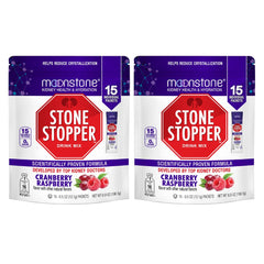Moonstone Stone Stopper Drink Mix front pack promotes easy hydration with cranberry raspberry flavor.